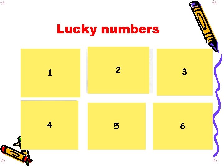 Lucky numbers 1 2 4 5 3 Lucky number 6 