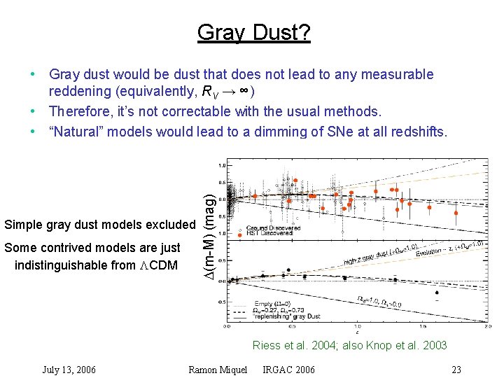 Gray Dust? Simple gray dust models excluded Some contrived models are just indistinguishable from