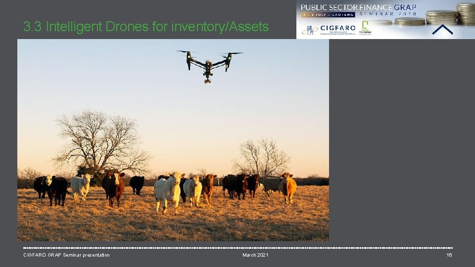3. 3 Intelligent Drones for inventory/Assets CIGFARO GRAP Seminar presentation March 2021 16 