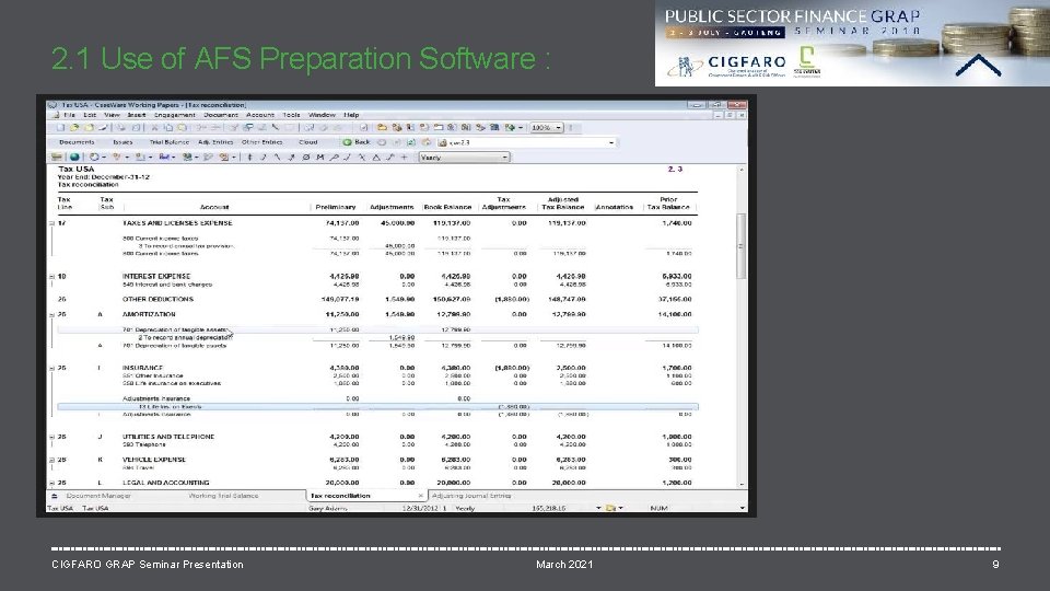 2. 1 Use of AFS Preparation Software : CIGFARO GRAP Seminar Presentation March 2021