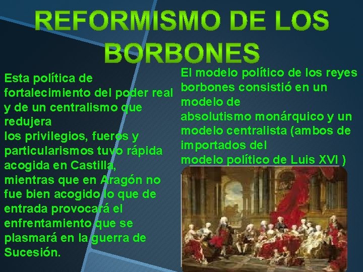 El modelo político de los reyes Esta política de fortalecimiento del poder real borbones El modelo político de los reyes Esta política de fortalecimiento del poder real borbones
