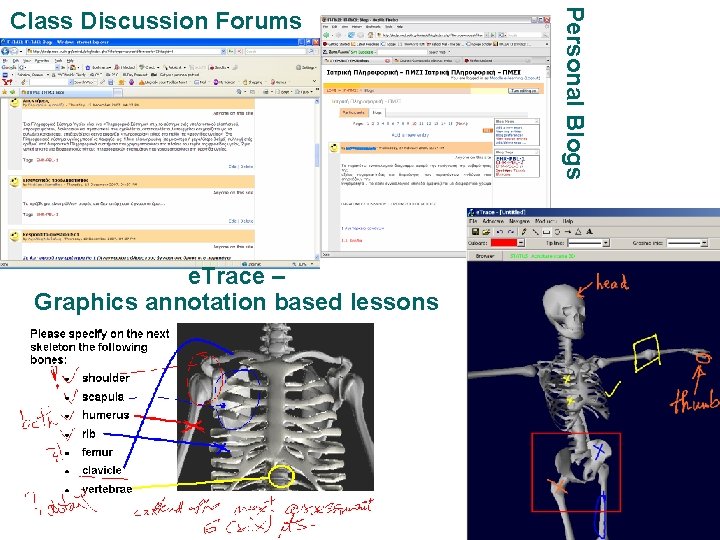 e. Trace – Graphics annotation based lessons Personal Blogs Class Discussion Forums 