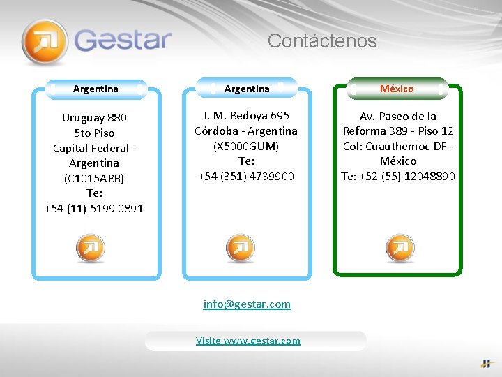 Contáctenos Argentina México Uruguay 880 5 to Piso Capital Federal - Argentina (C 1015