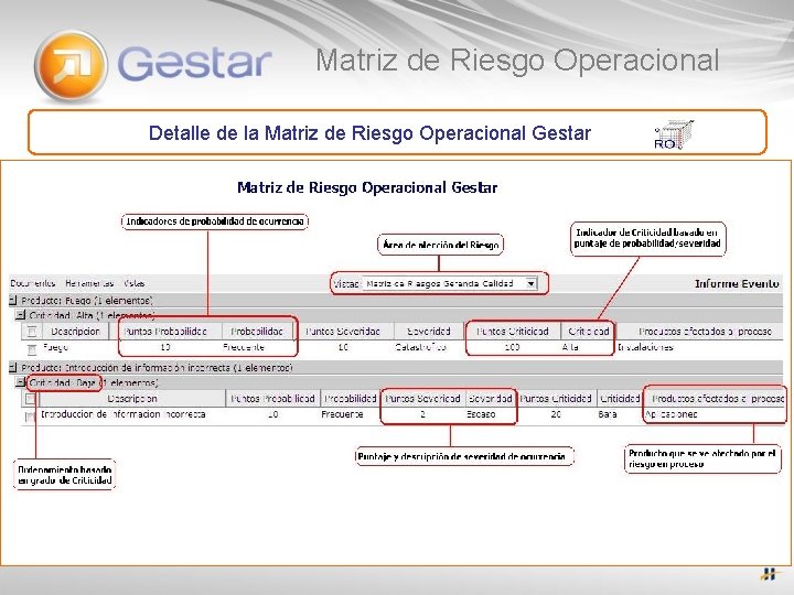 Matriz de Riesgo Operacional Detalle de la Matriz de Riesgo Operacional Gestar 