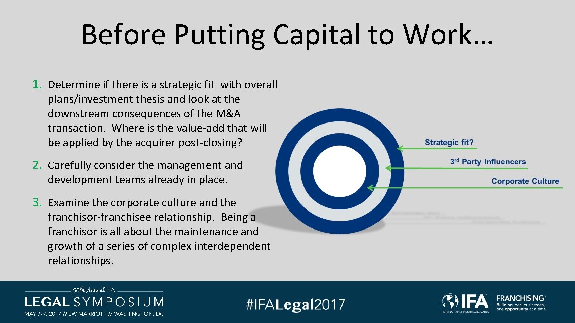 Before Putting Capital to Work… 1. Determine if there is a strategic fit with