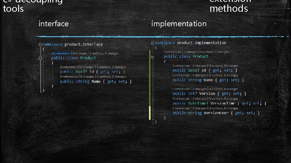 extension methods c# decoupling tools interface implementation 