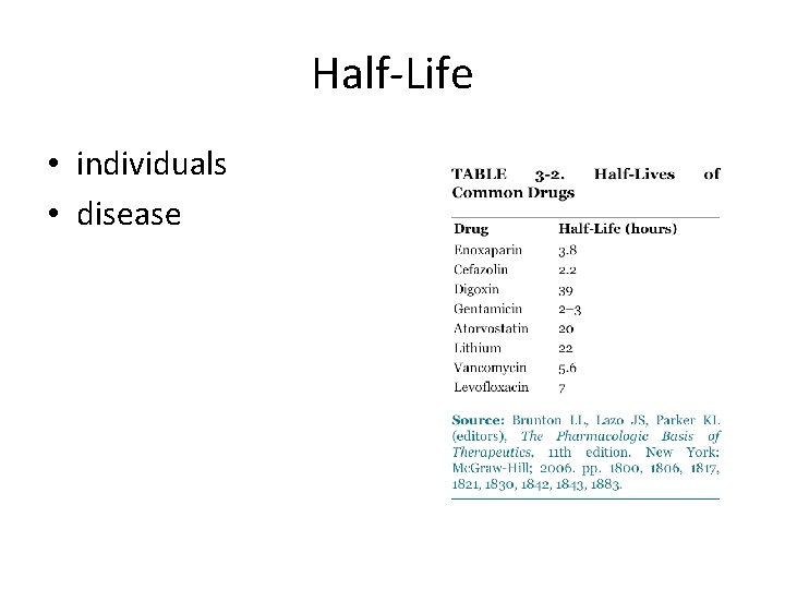 Half-Life • individuals • disease 