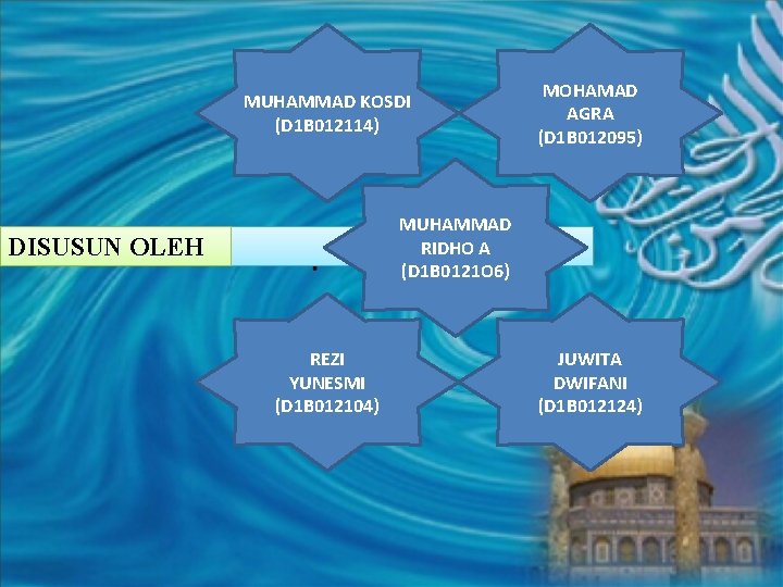 MUHAMMAD KOSDI (D 1 B 012114) DISUSUN OLEH : REZI YUNESMI (D 1 B