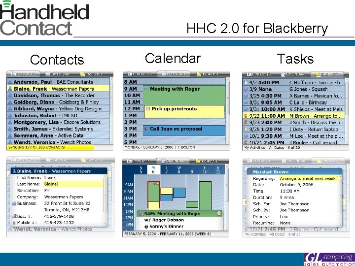 HHC 2. 0 for Blackberry Contacts Calendar Tasks 