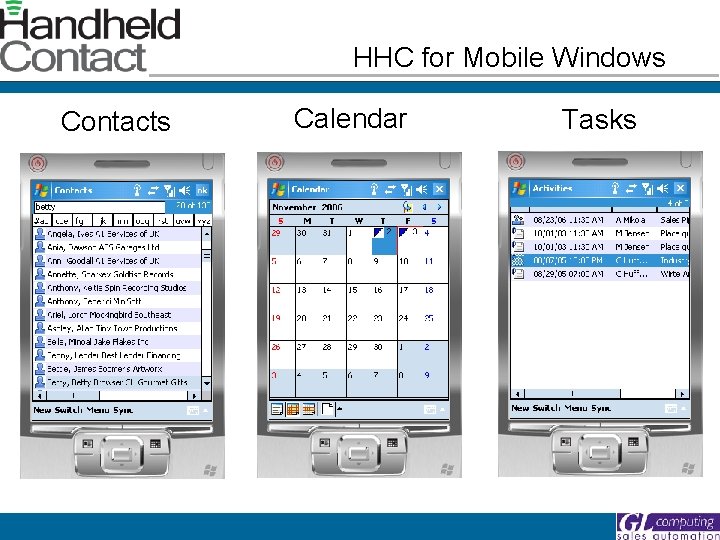 HHC for Mobile Windows Contacts Calendar Tasks 