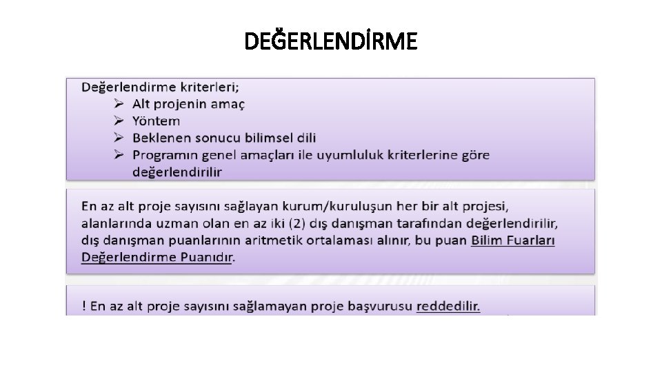 DEĞERLENDİRME DEĞERLENDİRME