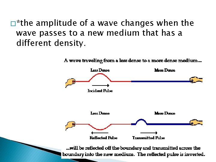 � *the amplitude of a wave changes when the wave passes to a new