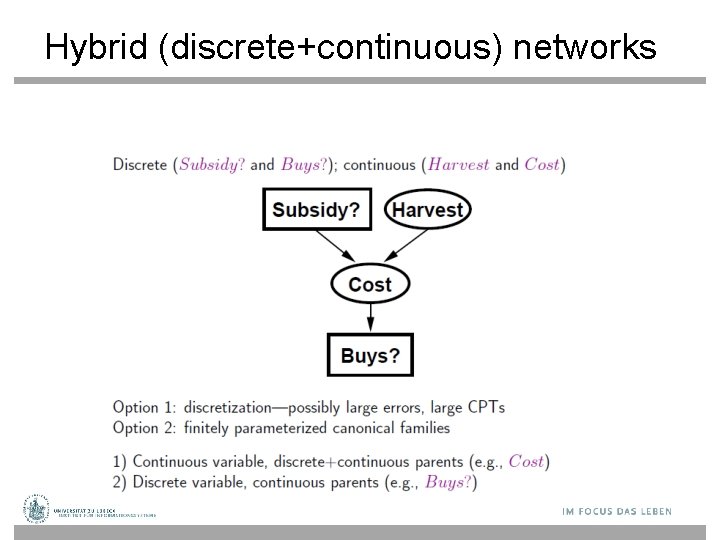 Hybrid (discrete+continuous) networks 