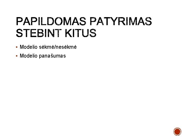 § Modelio sėkmė/nesėkmė § Modelio panašumas § Modelio sėkmė/nesėkmė § Modelio panašumas