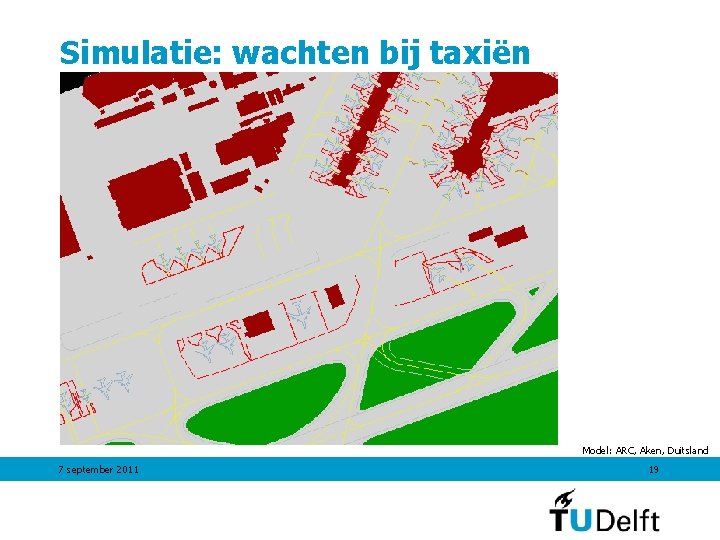 Simulatie: wachten bij taxiën Model: ARC, Aken, Duitsland 7 september 2011 19 Simulatie: wachten bij taxiën Model: ARC, Aken, Duitsland 7 september 2011 19