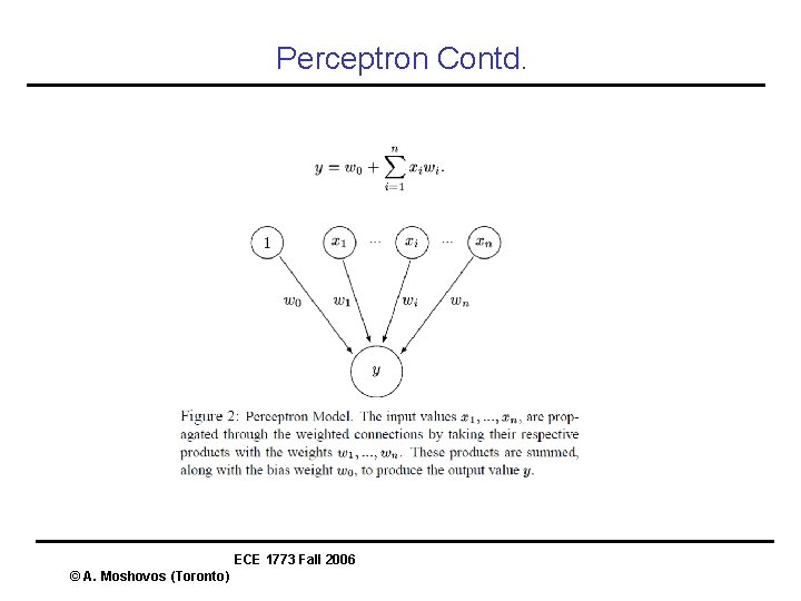 Perceptron Contd. ECE 1773 Fall 2006 © A. Moshovos (Toronto) 