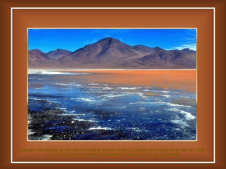 LAGUNA COLORADA, ALTIPLANO BOLIVIEN. PHOTO PRISE LE MATIN VERS 7 H 30 SOUS UN