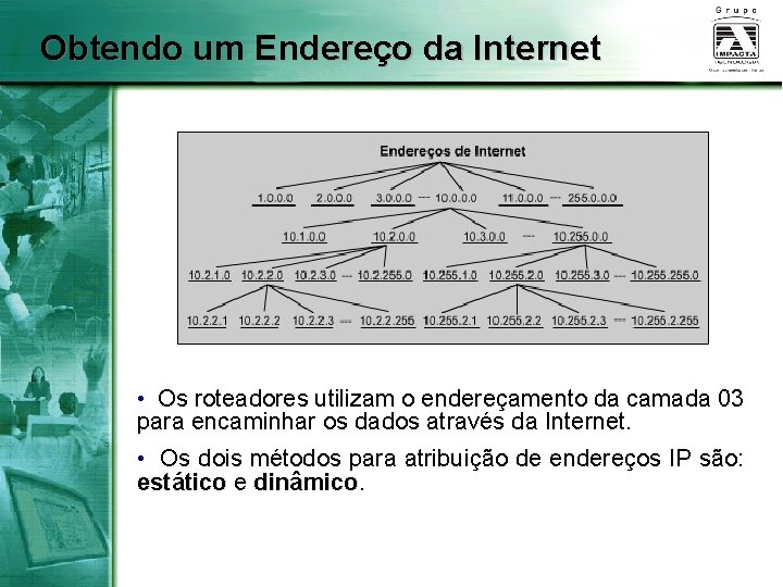 Obtendo um Endereço da Internet • Os roteadores utilizam o endereçamento da camada 03