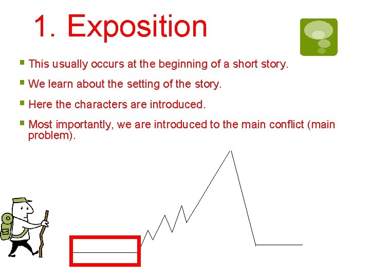 1. Exposition § This usually occurs at the beginning of a short story. § 1. Exposition § This usually occurs at the beginning of a short story. §