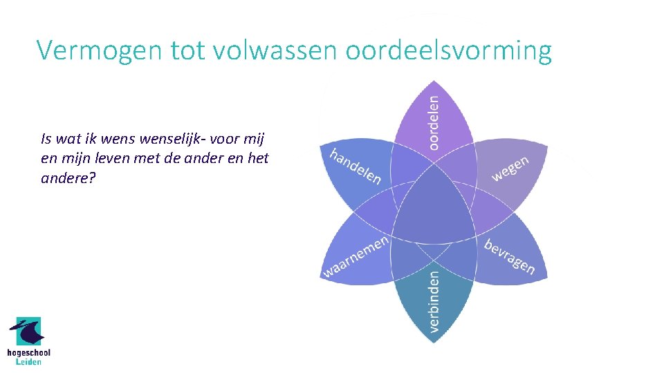 Vermogen tot volwassen oordeelsvorming Is wat ik wenselijk- voor mij en mijn leven met