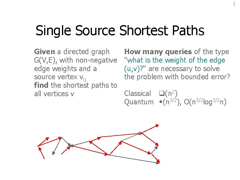1 Single Source Shortest Paths Given a directed graph G(V, E), with non-negative edge