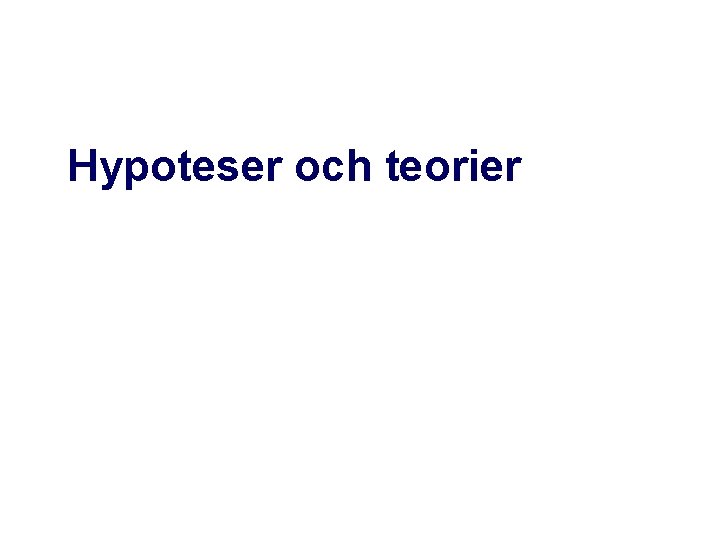 Hypoteser och teorier 