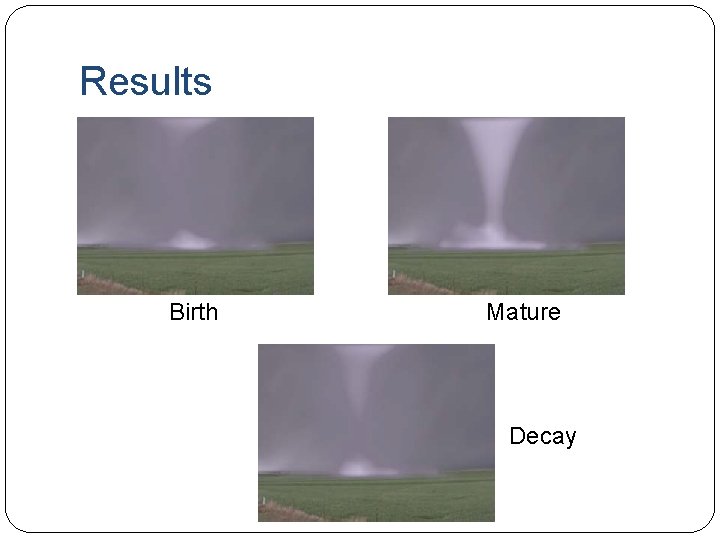 Results Birth Mature Decay 