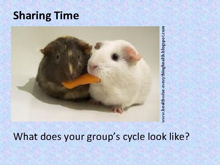 www. healthwise-everythinghealth. blogspot. com Sharing Time What does your group’s cycle look like? 