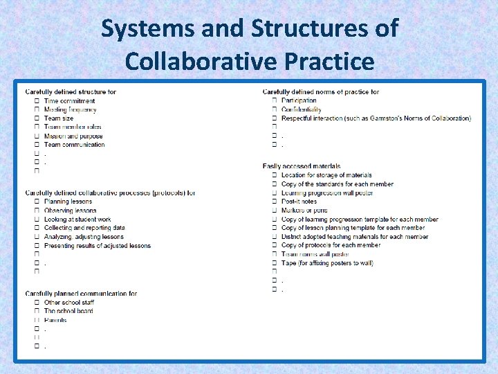 Systems and Structures of Collaborative Practice 