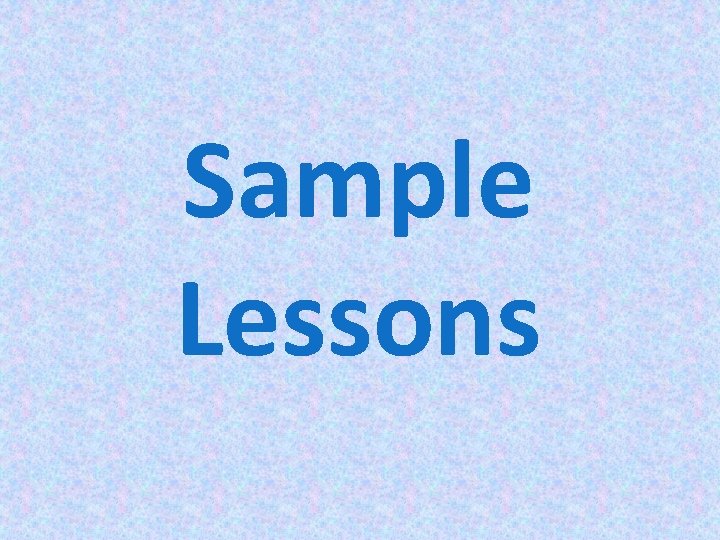 Sample Lessons 