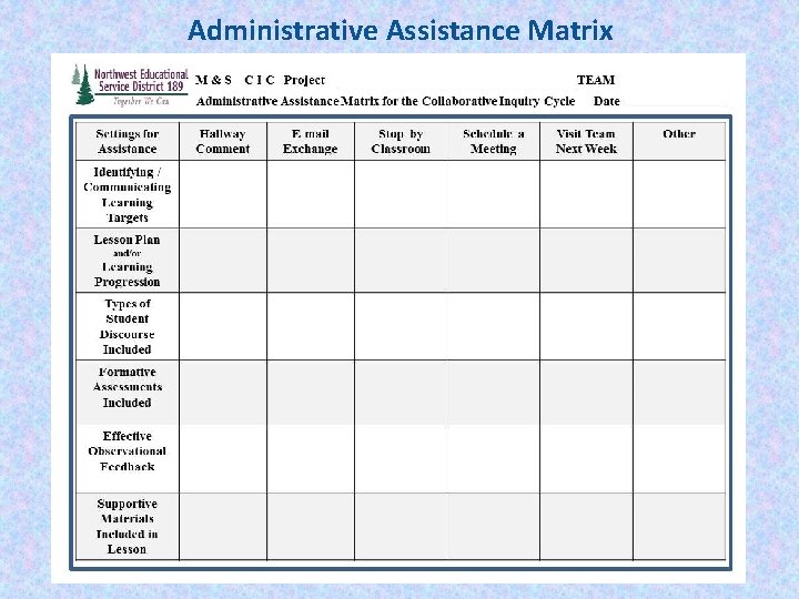 Administrative Assistance Matrix 