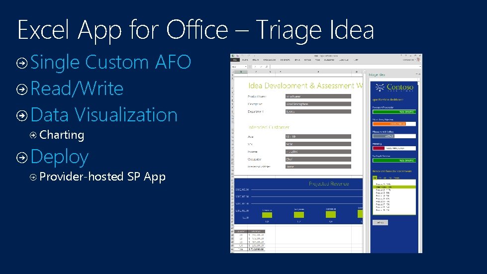Excel App for Office – Triage Idea Single Custom AFO Read/Write Data Visualization Charting Excel App for Office – Triage Idea Single Custom AFO Read/Write Data Visualization Charting