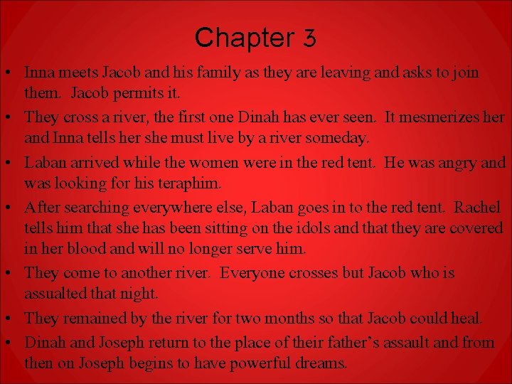 Chapter 3 • Inna meets Jacob and his family as they are leaving and