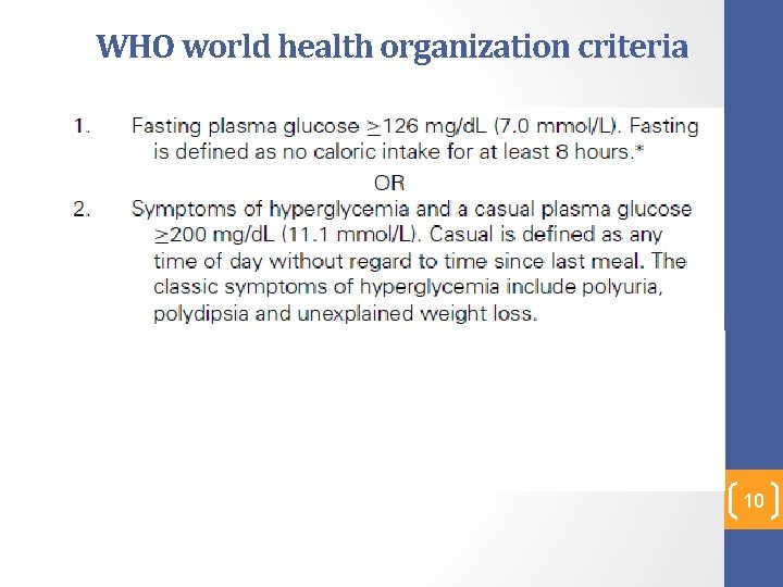 WHO world health organization criteria 10 