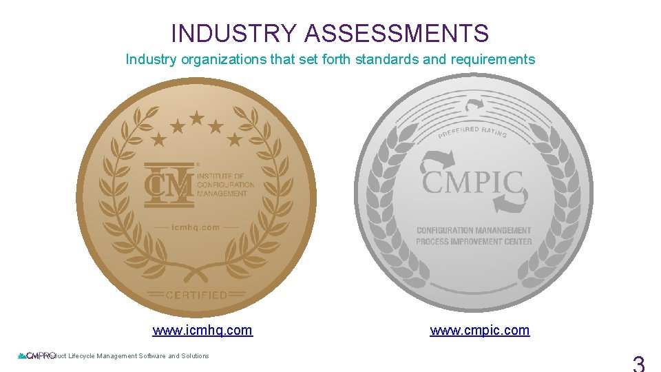 INDUSTRY ASSESSMENTS Industry organizations that set forth standards and requirements www. icmhq. com |