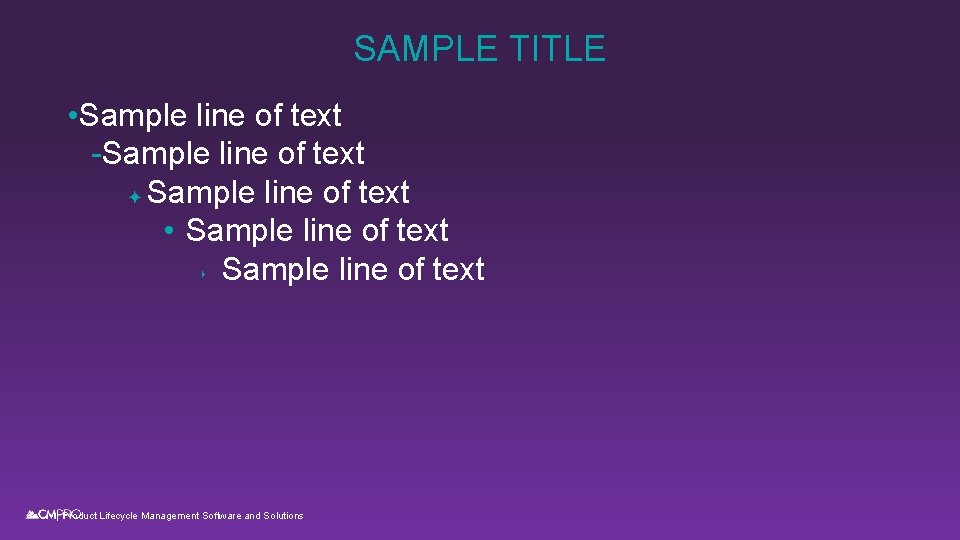 SAMPLE TITLE • Sample line of text -Sample line of text ✦ Sample line SAMPLE TITLE • Sample line of text -Sample line of text ✦ Sample line