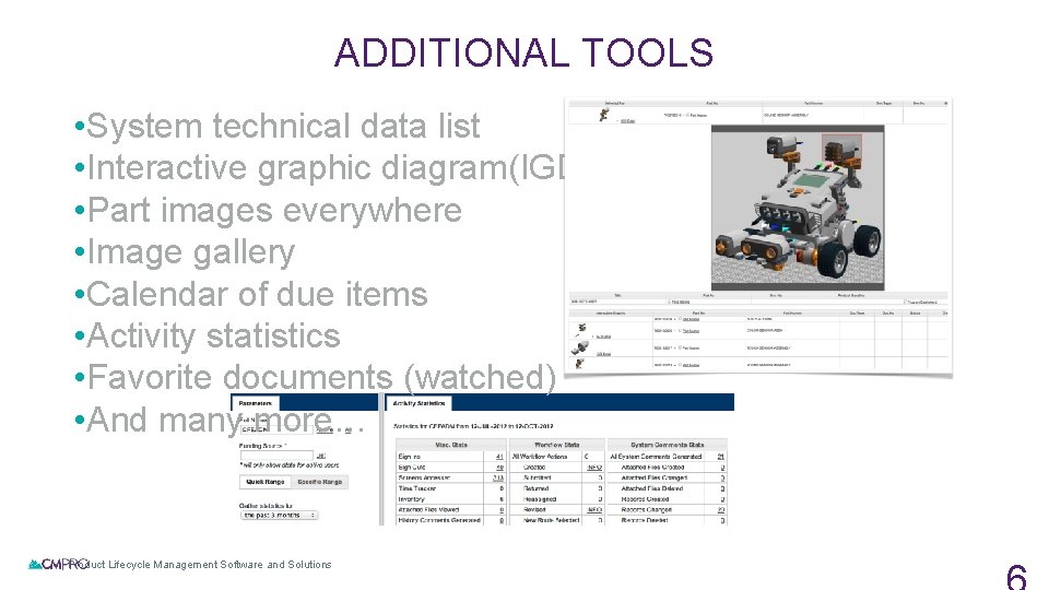 ADDITIONAL TOOLS • System technical data list • Interactive graphic diagram(IGD) module • Part