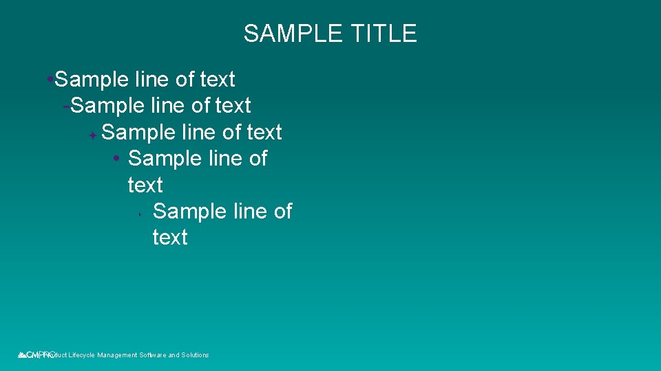 SAMPLE TITLE • Sample line of text -Sample line of text ✦ Sample line