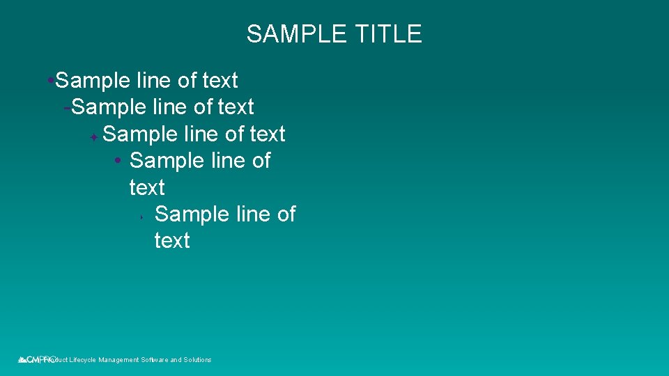 SAMPLE TITLE • Sample line of text -Sample line of text ✦ Sample line SAMPLE TITLE • Sample line of text -Sample line of text ✦ Sample line