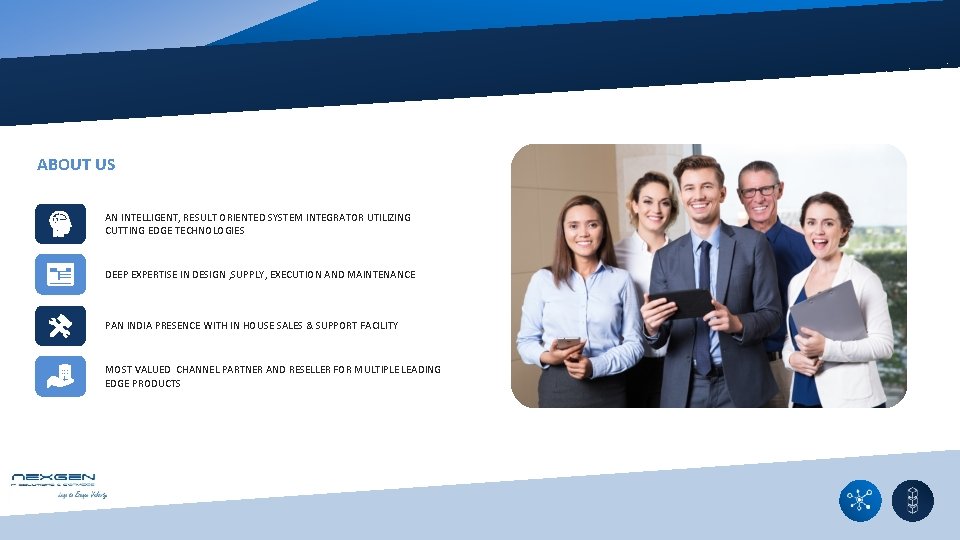 ABOUT US AN INTELLIGENT, RESULT ORIENTED SYSTEM INTEGRATOR UTILIZING CUTTING EDGE TECHNOLOGIES DEEP EXPERTISE ABOUT US AN INTELLIGENT, RESULT ORIENTED SYSTEM INTEGRATOR UTILIZING CUTTING EDGE TECHNOLOGIES DEEP EXPERTISE