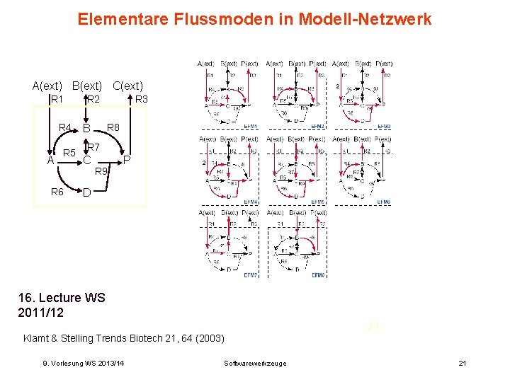 Elementare Flussmoden in Modell-Netzwerk A(ext) B(ext) C(ext) R 1 R 4 A R 5