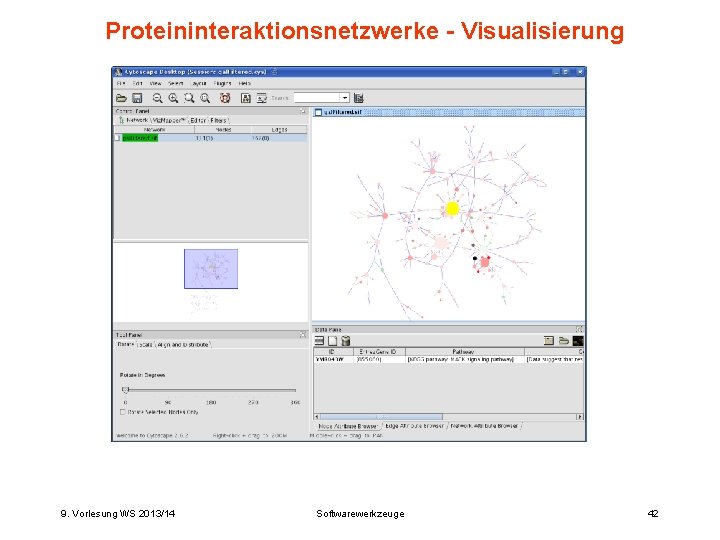 Proteininteraktionsnetzwerke - Visualisierung 9. Vorlesung WS 2013/14 Softwarewerkzeuge 42 
