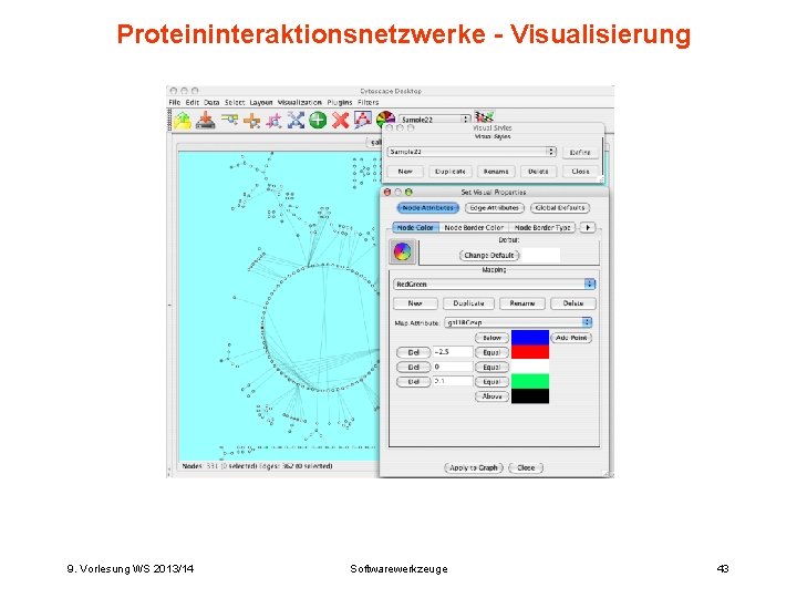 Proteininteraktionsnetzwerke - Visualisierung 9. Vorlesung WS 2013/14 Softwarewerkzeuge 43 
