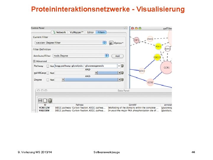 Proteininteraktionsnetzwerke - Visualisierung 9. Vorlesung WS 2013/14 Softwarewerkzeuge 44 