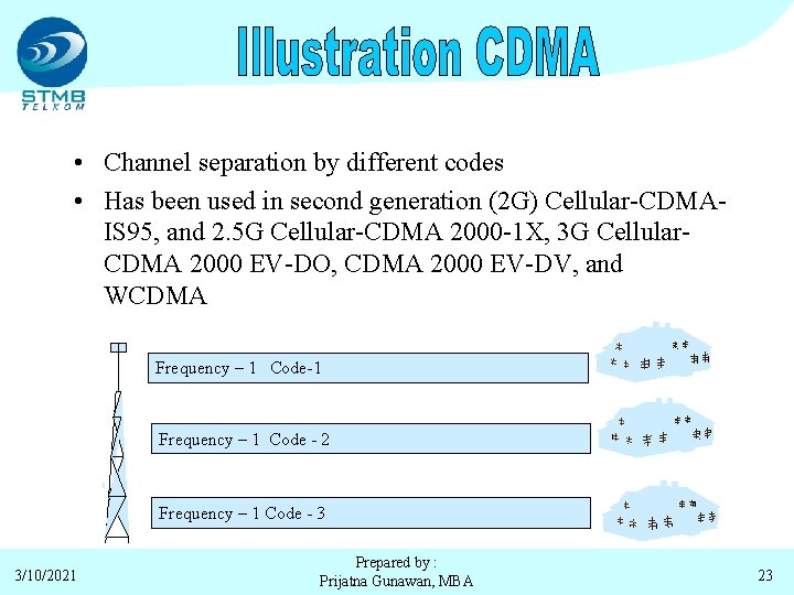  • Channel separation by different codes • Has been used in second generation