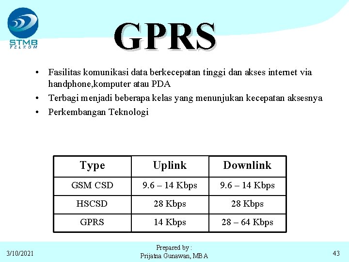 GPRS • Fasilitas komunikasi data berkecepatan tinggi dan akses internet via handphone, komputer atau