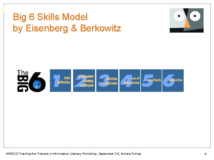 Big 6 Skills Model by Eisenberg & Berkowitz UNESCO Training the Trainers in Information