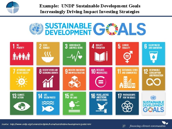 Example: UNDP Sustainable Development Goals Increasingly Driving Impact Investing Strategies Source: http: //www. undp.