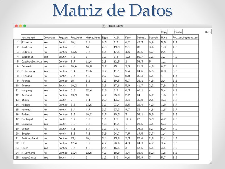 Matriz de Datos 