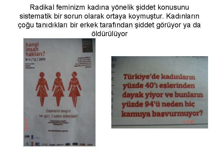 Radikal feminizm kadına yönelik şiddet konusunu sistematik bir sorun olarak ortaya koymuştur. Kadınların çoğu Radikal feminizm kadına yönelik şiddet konusunu sistematik bir sorun olarak ortaya koymuştur. Kadınların çoğu